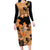 Orange Hawaii Family Matching Long Sleeve Bodycon Dress and Hawaiian Shirt Tapa Cloth Mix Tropical Flowers Pastel Vibes LT14 Mom's Dress Orange - Polynesian Pride