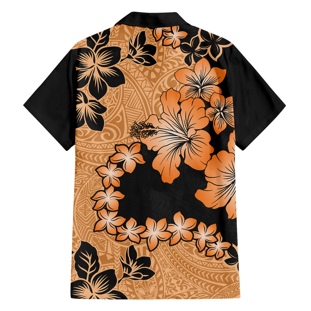 Orange Hawaii Family Matching Off Shoulder Long Sleeve Dress and Hawaiian Shirt Tapa Cloth Mix Tropical Flowers Pastel Vibes LT14 - Polynesian Pride