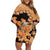 Orange Hawaii Off Shoulder Short Dress Tapa Cloth Mix Tropical Flowers Pastel Vibes LT14 Women Orange - Polynesian Pride