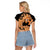 Orange Hawaii Raglan Cropped T Shirt Tapa Cloth Mix Tropical Flowers Pastel Vibes LT14 - Polynesian Pride