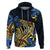 Polynesia Fabric Hoodie Polynesian Tribal With Frangipani Flowers LT14 Blue - Polynesian Pride