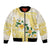 Gold And White Polynesia Plumeria Bomber Jacket Curves Tropical Vibes