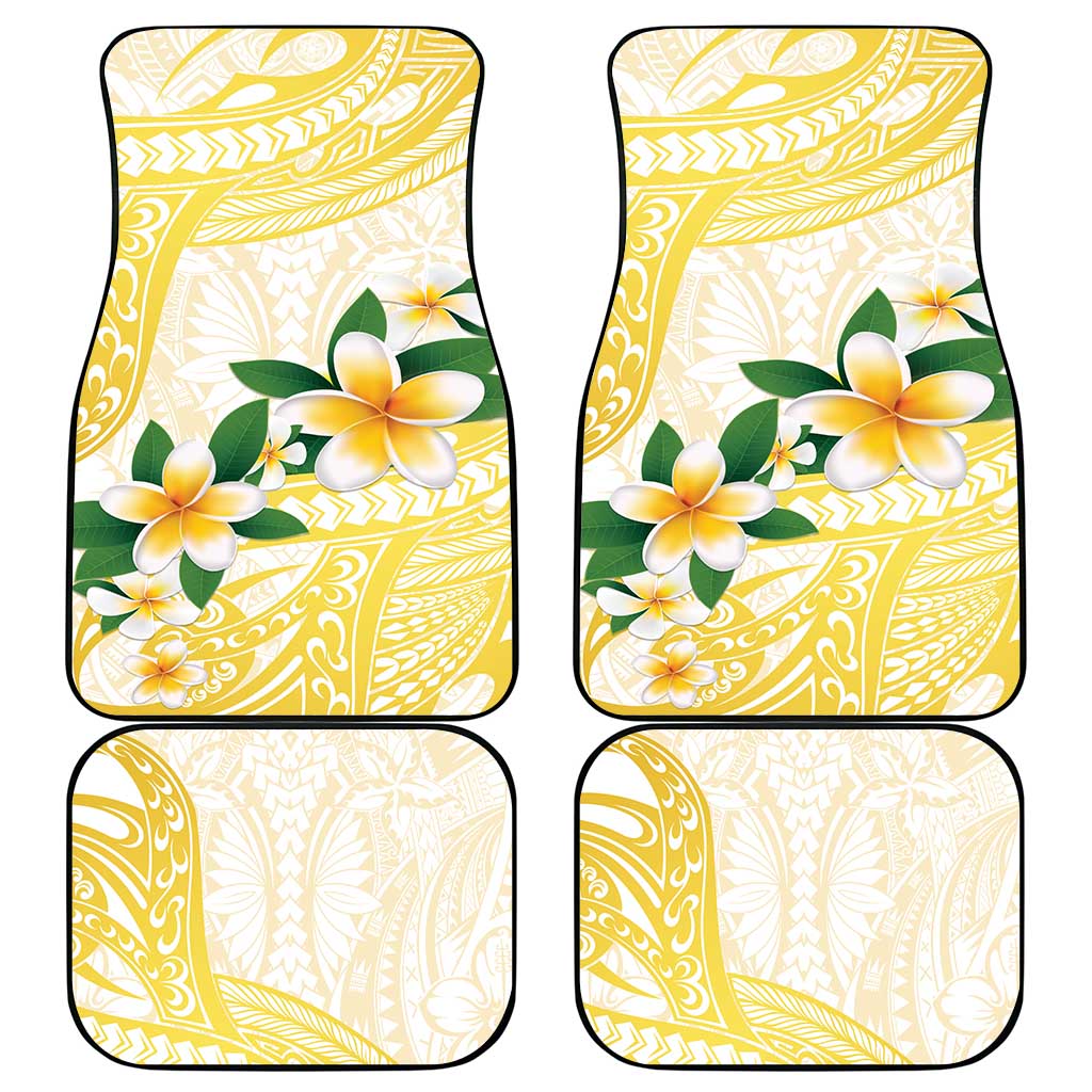Gold And White Polynesia Plumeria Car Mats Curves Tropical Vibes