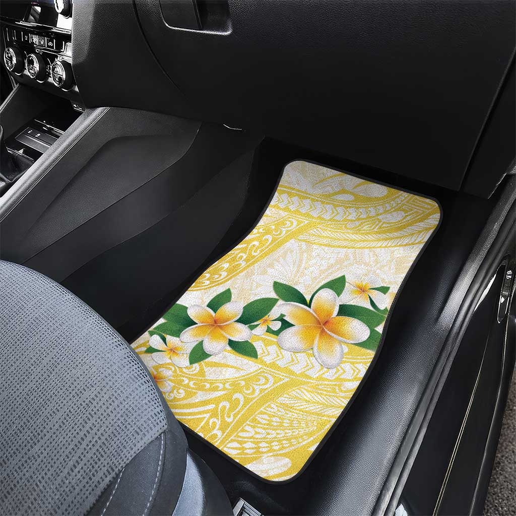 Gold And White Polynesia Plumeria Car Mats Curves Tropical Vibes