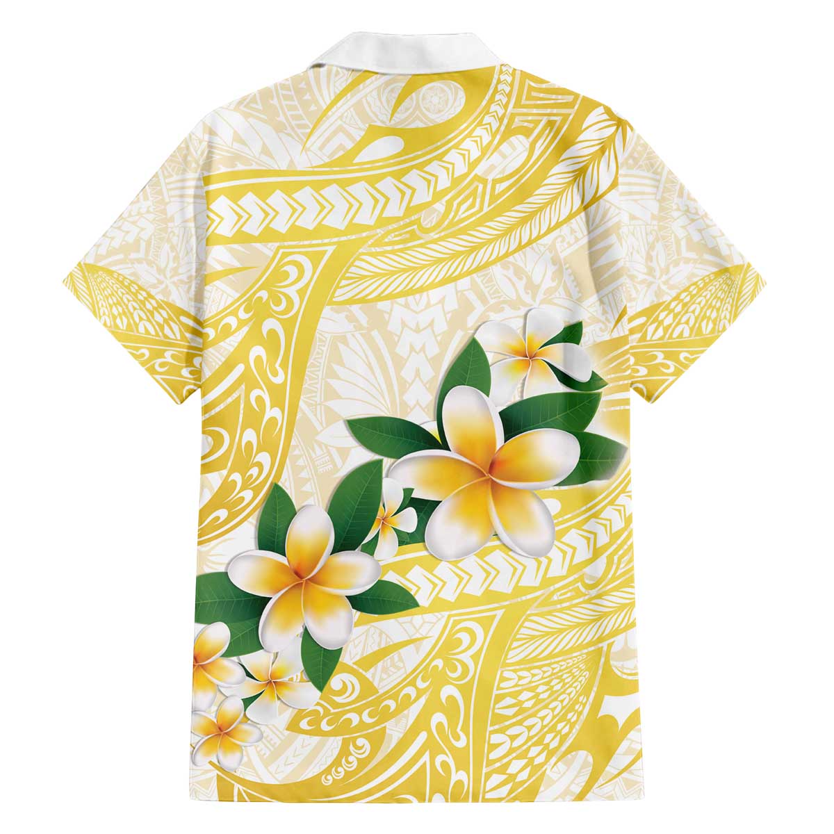 Gold And White Polynesia Plumeria Family Matching Off The Shoulder Long Sleeve Dress and Hawaiian Shirt Curves Tropical Vibes