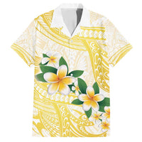 Gold And White Polynesia Plumeria Family Matching Tank Maxi Dress and Hawaiian Shirt Curves Tropical Vibes