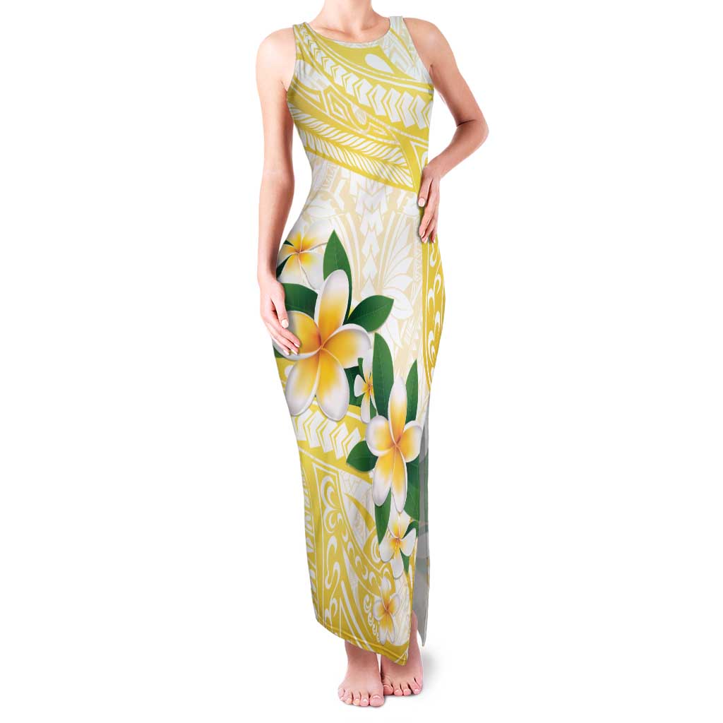 Gold And White Polynesia Plumeria Family Matching Tank Maxi Dress and Hawaiian Shirt Curves Tropical Vibes