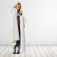 Gold And White Polynesia Plumeria Hooded Blanket Curves Tropical Vibes