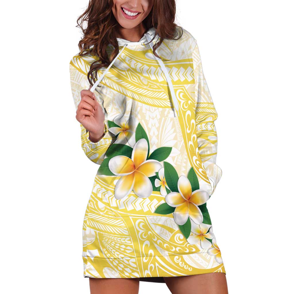 Gold And White Polynesia Plumeria Hoodie Dress Curves Tropical Vibes