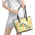 Gold And White Polynesia Plumeria Leather Tote Bag Curves Tropical Vibes