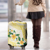 Gold And White Polynesia Plumeria Luggage Cover Curves Tropical Vibes LT14 - Polynesian Pride