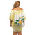 Gold And White Polynesia Plumeria Off Shoulder Short Dress Curves Tropical Vibes