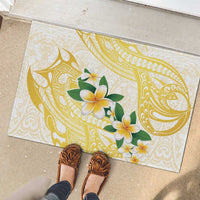 Gold And White Polynesia Plumeria Rubber Doormat Curves Tropical Vibes