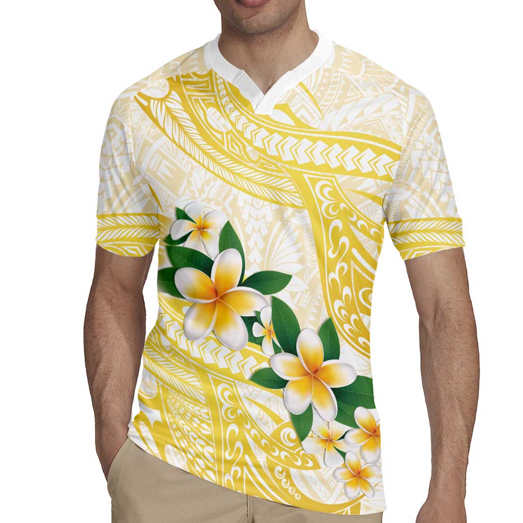 Gold And White Polynesia Plumeria Rugby Jersey Curves Tropical Vibes