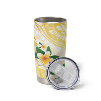 Gold And White Polynesia Plumeria Tumbler Cup Curves Tropical Vibes