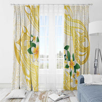 Gold And White Polynesia Plumeria Window Curtain Curves Tropical Vibes