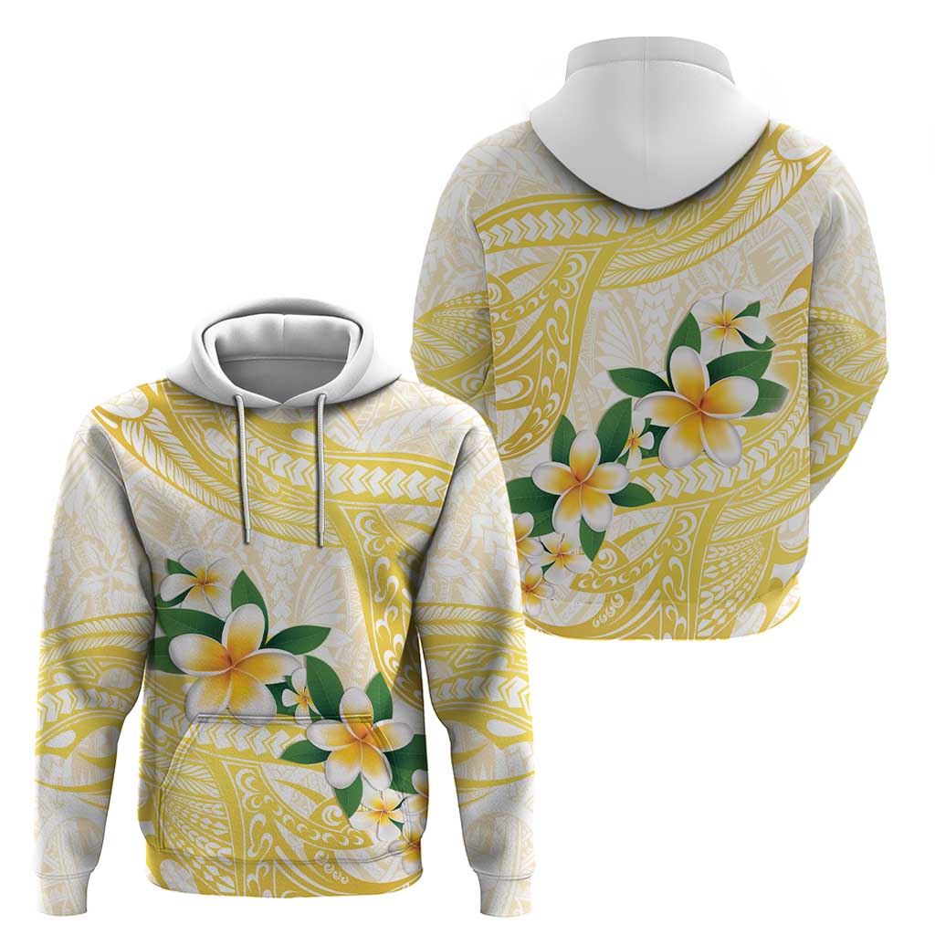 Gold And White Polynesia Plumeria Zip Hoodie Curves Tropical Vibes LT14 - Polynesian Pride