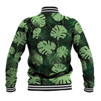 Green Hawaii Kukui Nut Lei Baseball Jacket Hawaiian Pattern Monstera Tropical Vibes - Polynesian Pride