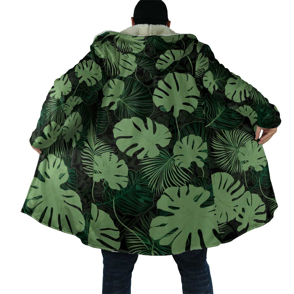 Green Hawaii Kukui Nut Lei Cloak Hawaiian Pattern Monstera Tropical Vibes - Polynesian Pride