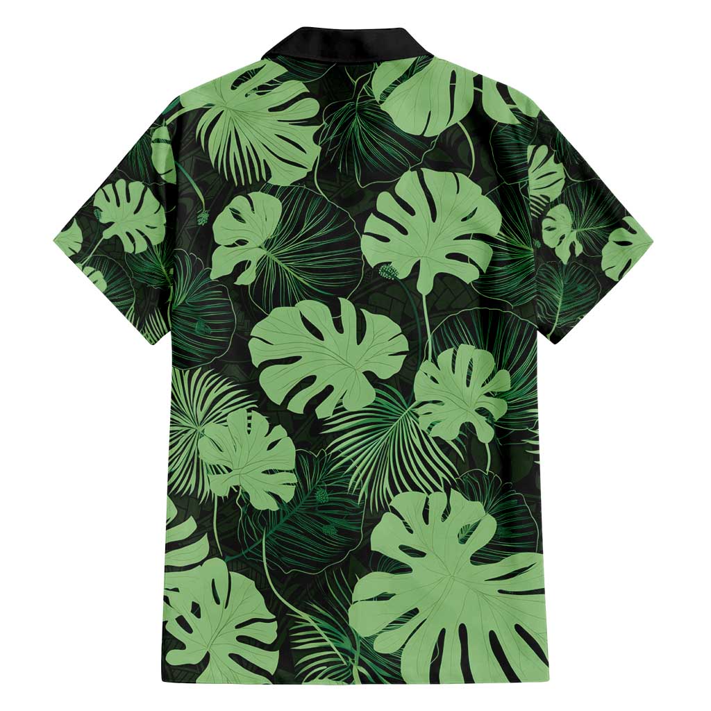 Green Hawaii Kukui Nut Lei Family Matching Long Sleeve Bodycon Dress and Hawaiian Shirt Hawaiian Pattern Monstera Tropical Vibes - Polynesian Pride