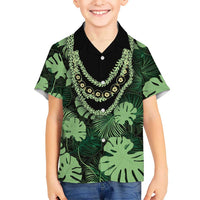 Green Hawaii Kukui Nut Lei Family Matching Mermaid Dress and Hawaiian Shirt Hawaiian Pattern Monstera Tropical Vibes LT14 Son's Shirt Green - Polynesian Pride