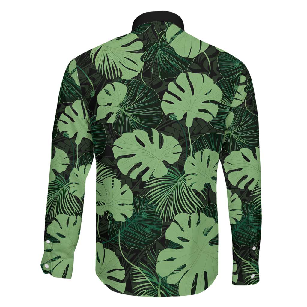 Green Hawaii Kukui Nut Lei Family Matching Off Shoulder Maxi Dress and Hawaiian Shirt Hawaiian Pattern Monstera Tropical Vibes LT14 - Polynesian Pride