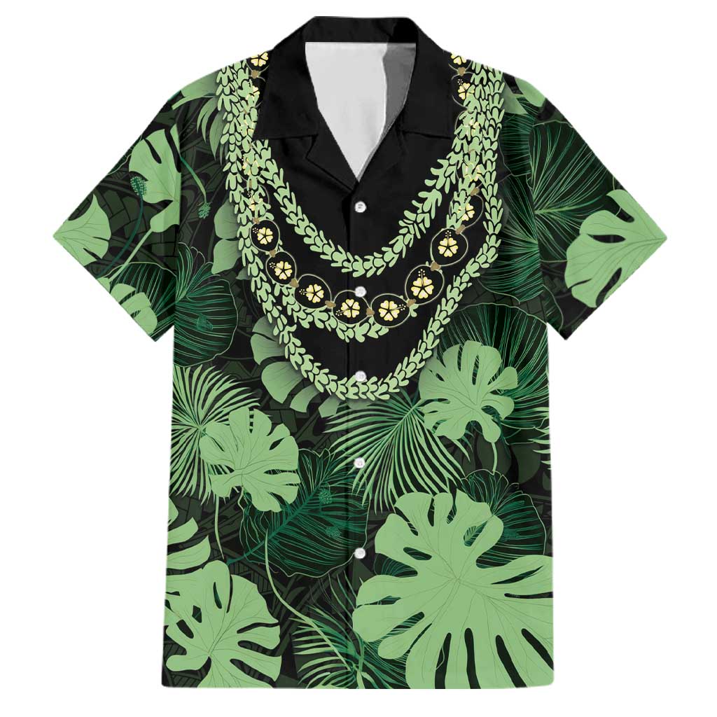 Green Hawaii Kukui Nut Lei Family Matching Short Sleeve Bodycon Dress and Hawaiian Shirt Hawaiian Pattern Monstera Tropical Vibes LT14 Dad's Shirt - Short Sleeve Green - Polynesian Pride