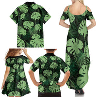 Green Hawaii Kukui Nut Lei Family Matching Summer Maxi Dress and Hawaiian Shirt Hawaiian Pattern Monstera Tropical Vibes LT14 - Polynesian Pride