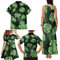 Green Hawaii Kukui Nut Lei Family Matching Tank Maxi Dress and Hawaiian Shirt Hawaiian Pattern Monstera Tropical Vibes LT14 - Polynesian Pride