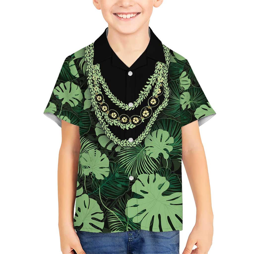 Green Hawaii Kukui Nut Lei Hawaiian Shirt Hawaiian Pattern Monstera Tropical Vibes - Polynesian Pride