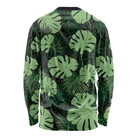 Green Hawaii Kukui Nut Lei Long Sleeve Shirt Hawaiian Pattern Monstera Tropical Vibes - Polynesian Pride