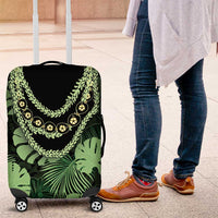 Green Hawaii Kukui Nut Lei Luggage Cover Hawaiian Pattern Monstera Tropical Vibes - Polynesian Pride