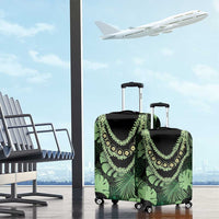 Green Hawaii Kukui Nut Lei Luggage Cover Hawaiian Pattern Monstera Tropical Vibes - Polynesian Pride