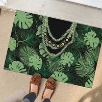 Green Hawaii Kukui Nut Lei Rubber Doormat Hawaiian Pattern Monstera Tropical Vibes - Polynesian Pride