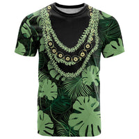 Green Hawaii Kukui Nut Lei T Shirt Hawaiian Pattern Monstera Tropical Vibes - Polynesian Pride