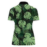 Green Hawaii Kukui Nut Lei Women Polo Shirt Hawaiian Pattern Monstera Tropical Vibes - Polynesian Pride