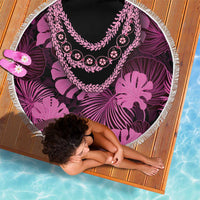 Pink Hawaii Kukui Nut Lei Beach Blanket Hawaiian Pattern Monstera Tropical Vibes - Polynesian Pride
