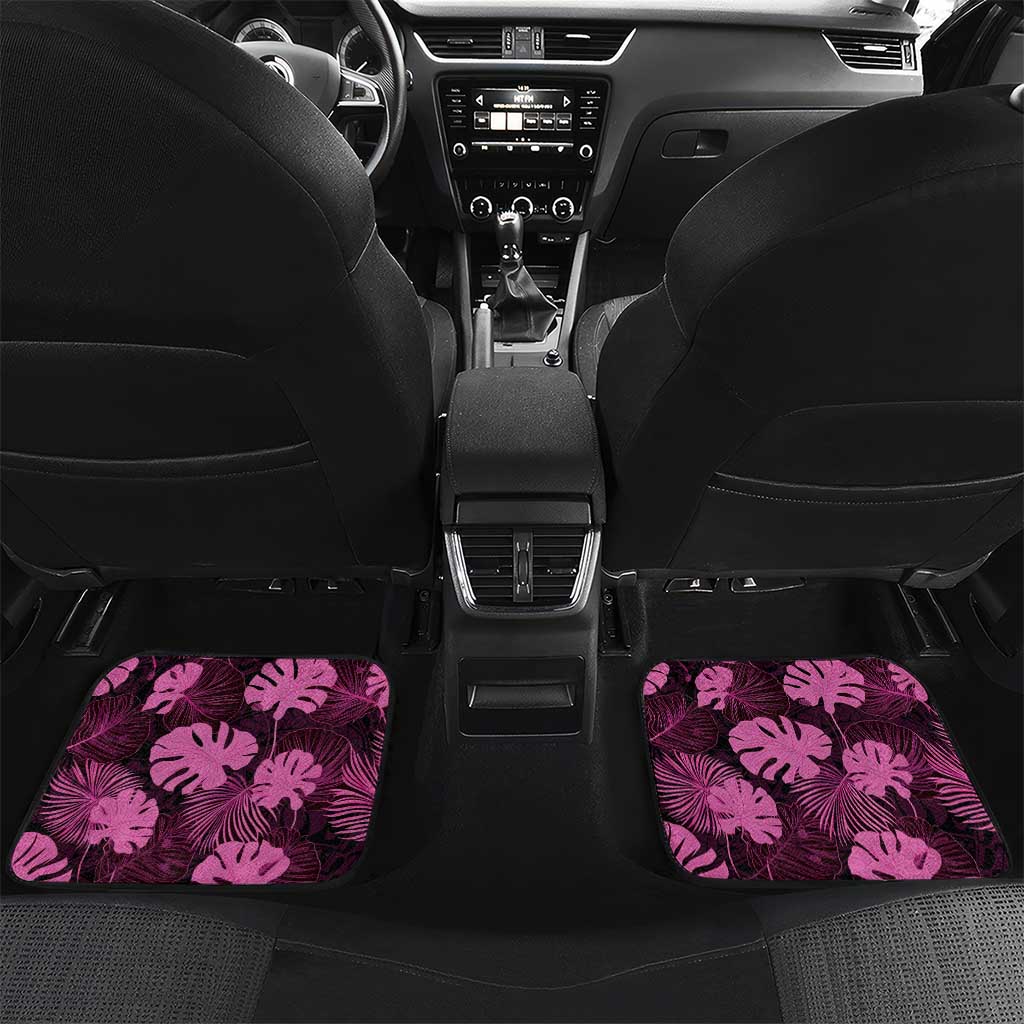 Pink Hawaii Kukui Nut Lei Car Mats Hawaiian Pattern Monstera Tropical Vibes - Polynesian Pride