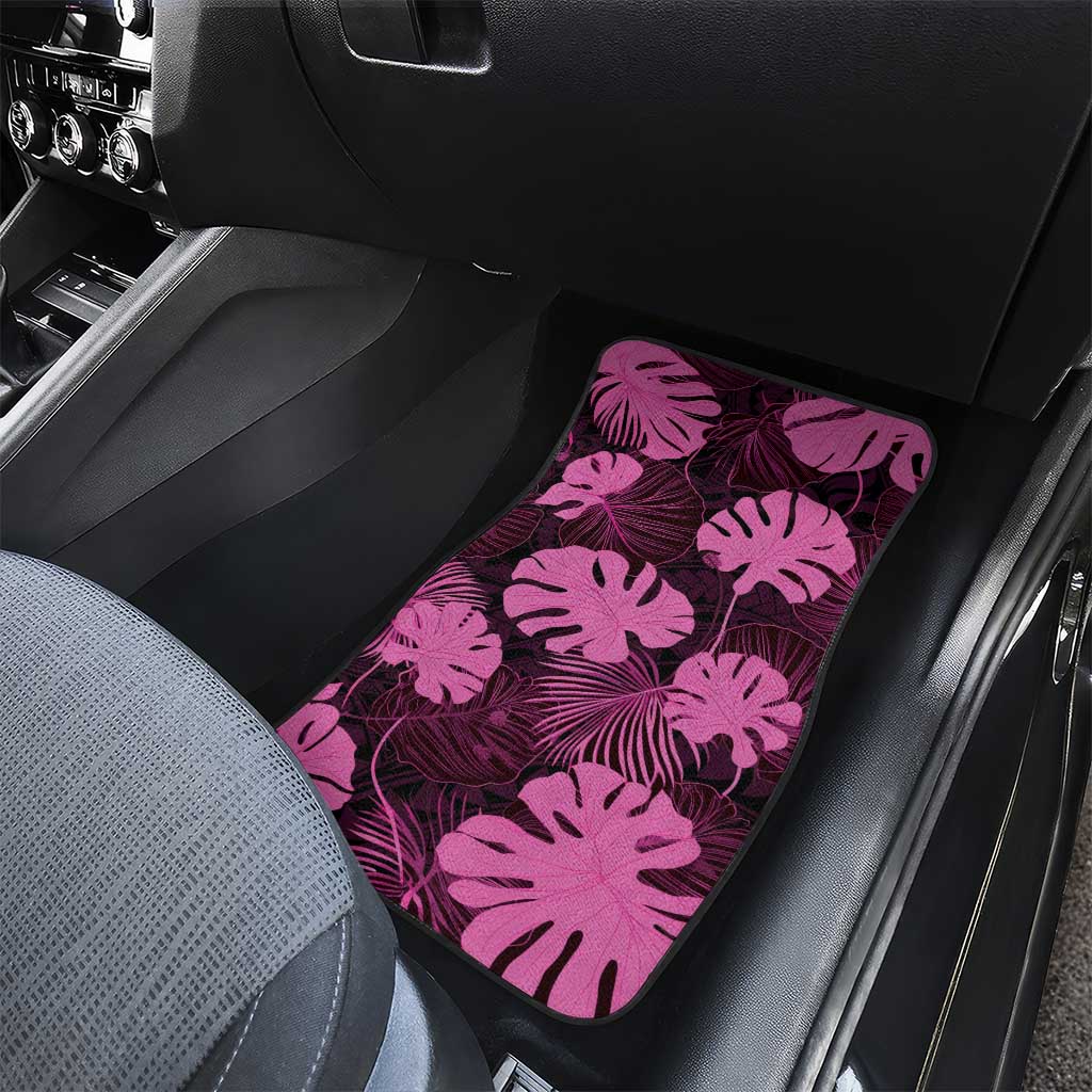 Pink Hawaii Kukui Nut Lei Car Mats Hawaiian Pattern Monstera Tropical Vibes - Polynesian Pride