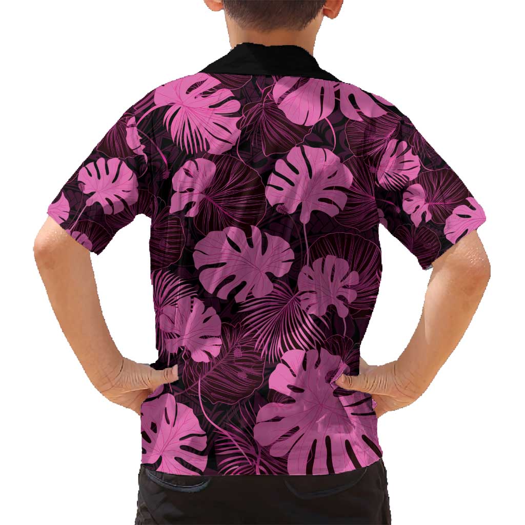 Pink Hawaii Kukui Nut Lei Family Matching Long Sleeve Bodycon Dress and Hawaiian Shirt Hawaiian Pattern Monstera Tropical Vibes - Polynesian Pride