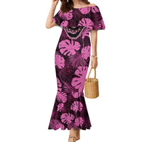 Pink Hawaii Kukui Nut Lei Family Matching Mermaid Dress and Hawaiian Shirt Hawaiian Pattern Monstera Tropical Vibes - Polynesian Pride