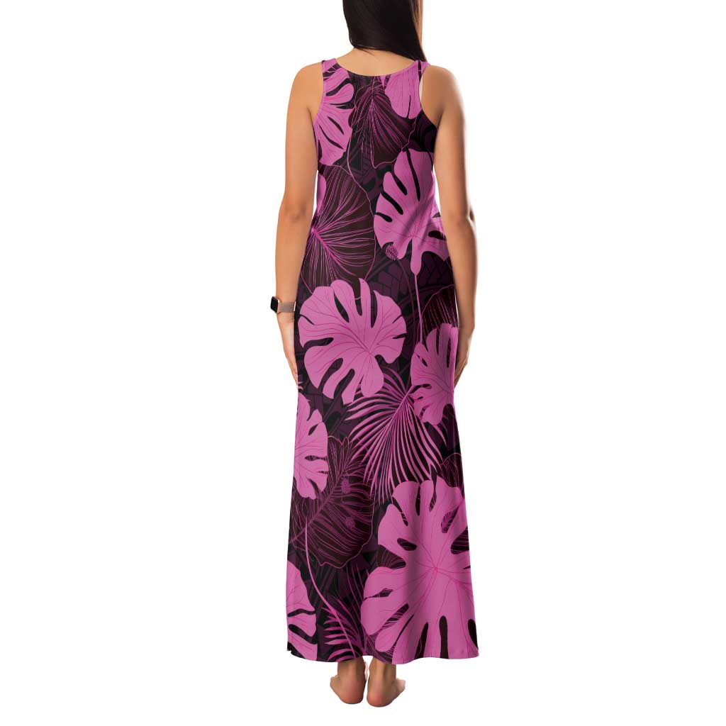Pink Hawaii Kukui Nut Lei Family Matching Tank Maxi Dress and Hawaiian Shirt Hawaiian Pattern Monstera Tropical Vibes - Polynesian Pride