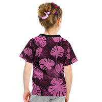 Pink Hawaii Kukui Nut Lei Kid T Shirt Hawaiian Pattern Monstera Tropical Vibes - Polynesian Pride