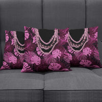 Pink Hawaii Kukui Nut Lei Pillow Cover Hawaiian Pattern Monstera Tropical Vibes - Polynesian Pride
