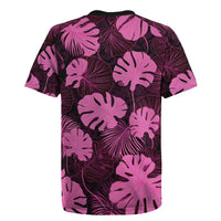 Pink Hawaii Kukui Nut Lei Rugby Jersey Hawaiian Pattern Monstera Tropical Vibes - Polynesian Pride