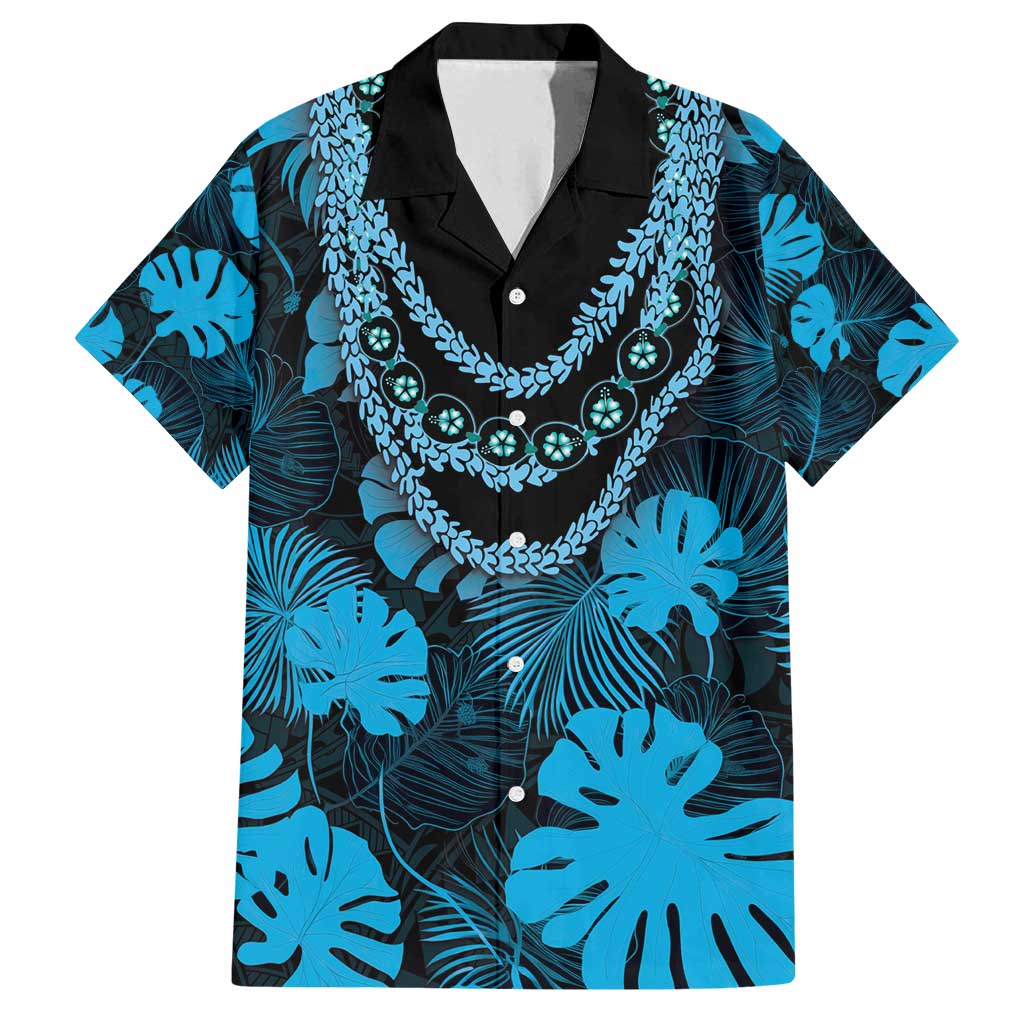 Blue Hawaii Kukui Nut Lei Family Matching Puletasi and Hawaiian Shirt Hawaiian Pattern Monstera Tropical Vibes - Polynesian Pride