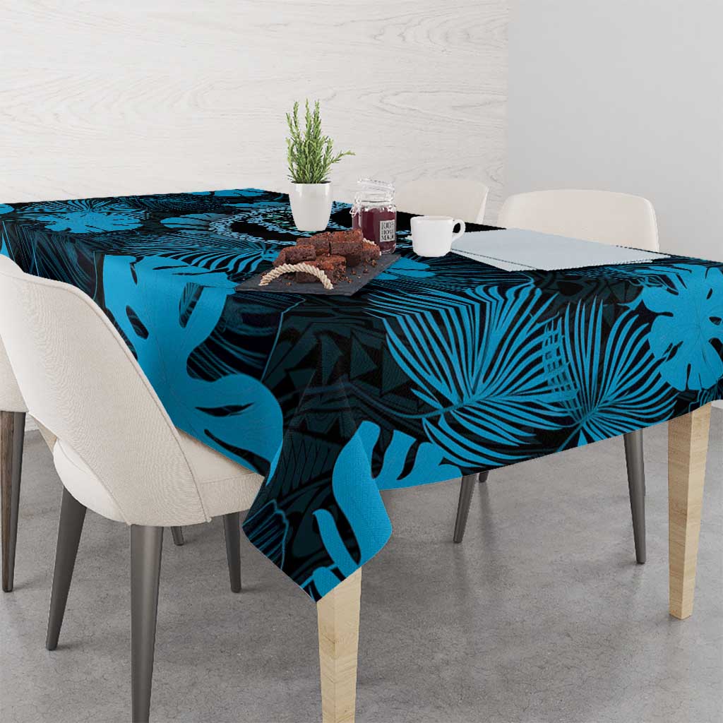 Blue Hawaii Kukui Nut Lei Tablecloth Hawaiian Pattern Monstera Tropical Vibes - Polynesian Pride