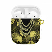 Yellow Hawaii Kukui Nut Lei AirPods Case Hawaiian Pattern Monstera Tropical Vibes - undefined
