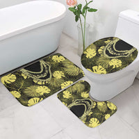 Yellow Hawaii Kukui Nut Lei Bathroom Set Hawaiian Pattern Monstera Tropical Vibes - Polynesian Pride