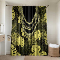 Yellow Hawaii Kukui Nut Lei Bathroom Set Hawaiian Pattern Monstera Tropical Vibes - Polynesian Pride